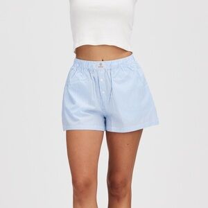 Parke Sky Blue Striped Boxer Loungewear Shorts Size Medium